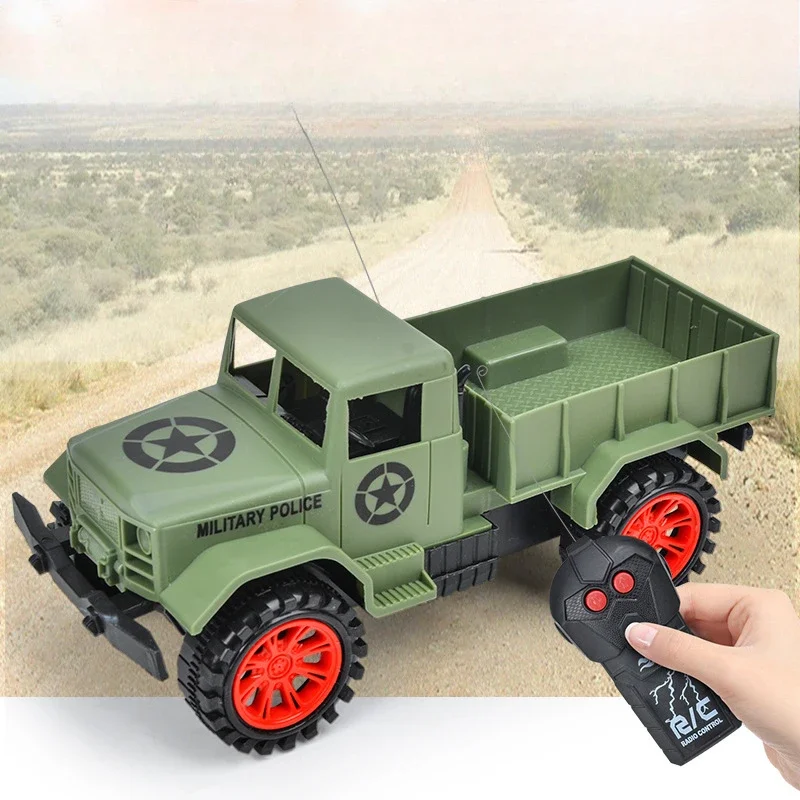 Electric Remote Control Truck Two Military Pickup Truck Engineering Vehicle Simulation Toy Education Gift Toys for Children