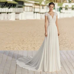 Chic Ivory Princess Lace Tulle Boho Wedding Dresses Sweetheart Neck Cap Sleeves Bride Gowns Zipper Back Wedding Gown Robes