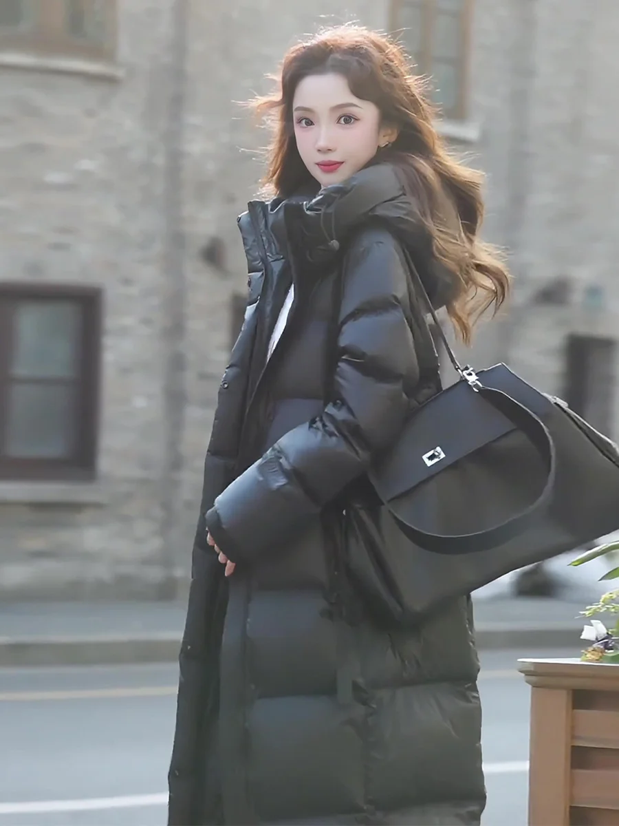 Mujer Thiened Long White Du down Jaet Invierno Faionable Abrigo resistente al frío extremo Commute Sle con sombrero