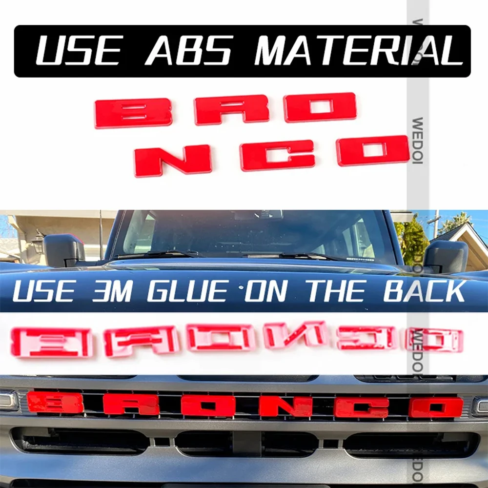 الجبهة ABS رسالة ملصق ل 2021-2022 فورد برونكو شعار رسالة غطاء الزخرفية المصد الأمامي مصبغة شعار غطاء الكسوة قطع غيار السيارات #3