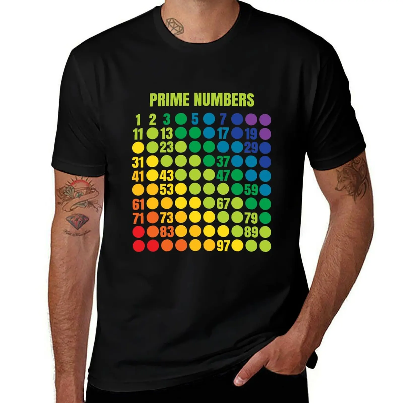 Rainbow Grid of Prime Numbers T-Shirt cute clothes sports fans summer top shirts graphic tee clothes for men