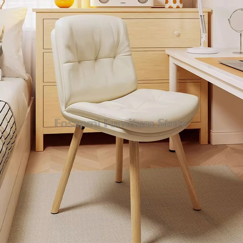 كرسي كمبيوتر منجد حديث مريح بأرجل خشبية ثابتة كرسي مكتب مريح للدراسة المنزلية كرسي كمبيوتر للألعاب للمساحة الصغيرة #1