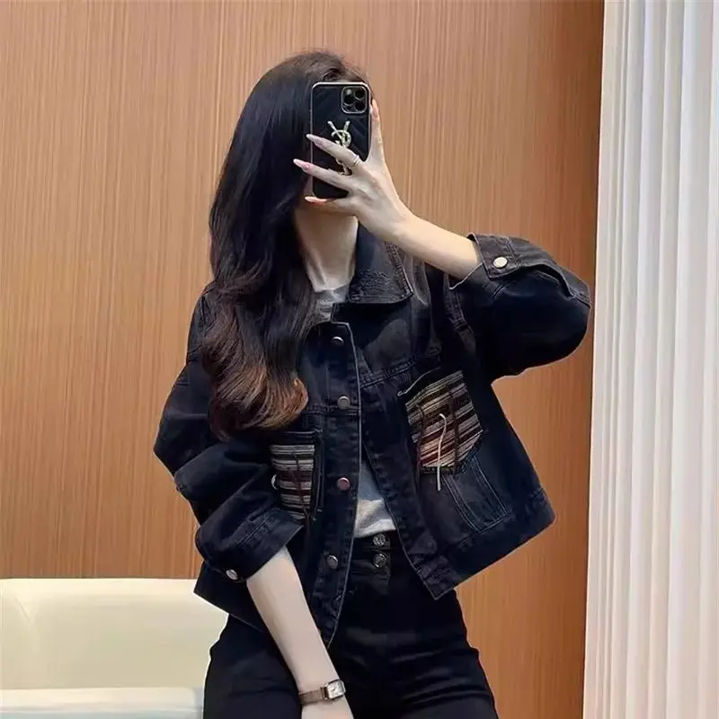 

Denim Jacket Women's New 2024 Spring and Autumn New Loose Short Style Small Stature High Street American Design Sense Small top