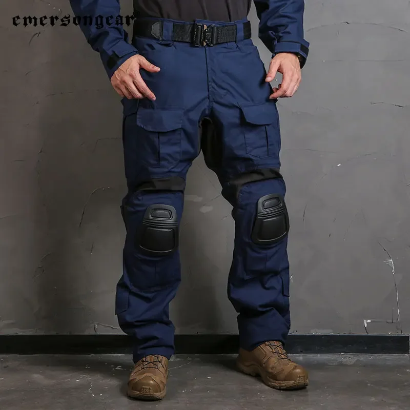 Emersongear Tactical G3 Combat Pants Nylon Mens Training Cargo Trousers W/ Knee Pads Airsoft Hunting Navy Blue