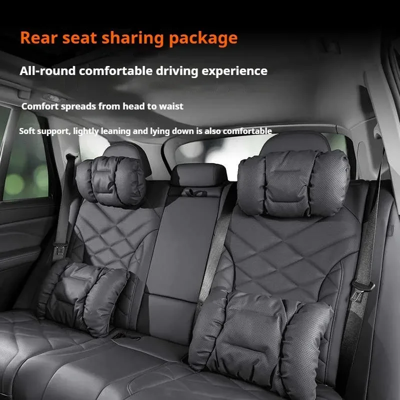 

Quality Nappa Leather Car Headrest Lumbar Support Cushion Comfortable Soft Car Neck Pillows Waist Pillow Car Interior Accessorie