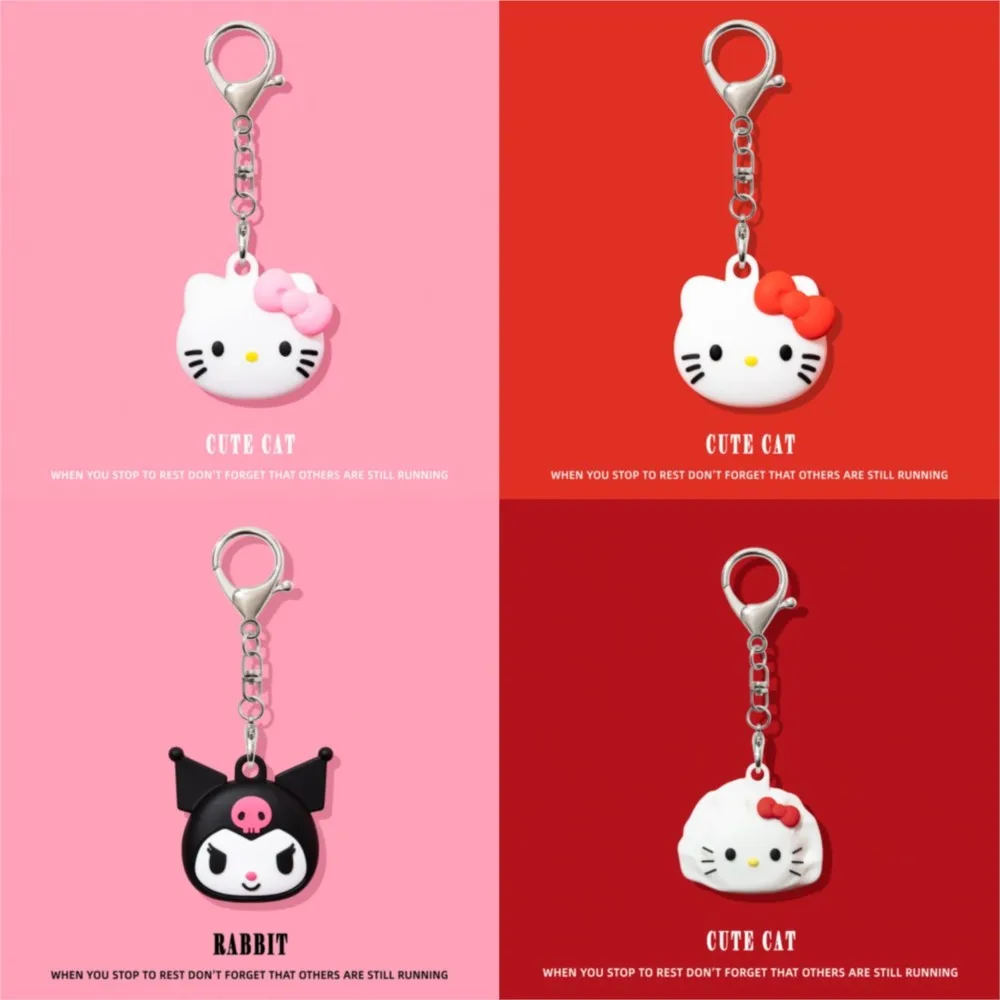 For Airtag 2 Bow Cat Silicone Case Cover Silicone For AirTag Case Keychain Cartoon Key Ring Holder