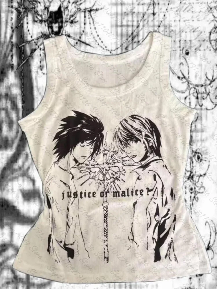 Harajuku Vintage Gothic Corset Tank Top Y2K Print Streetwear Punk Figure Graphics Camisole Crop Top for Women ropa mujer