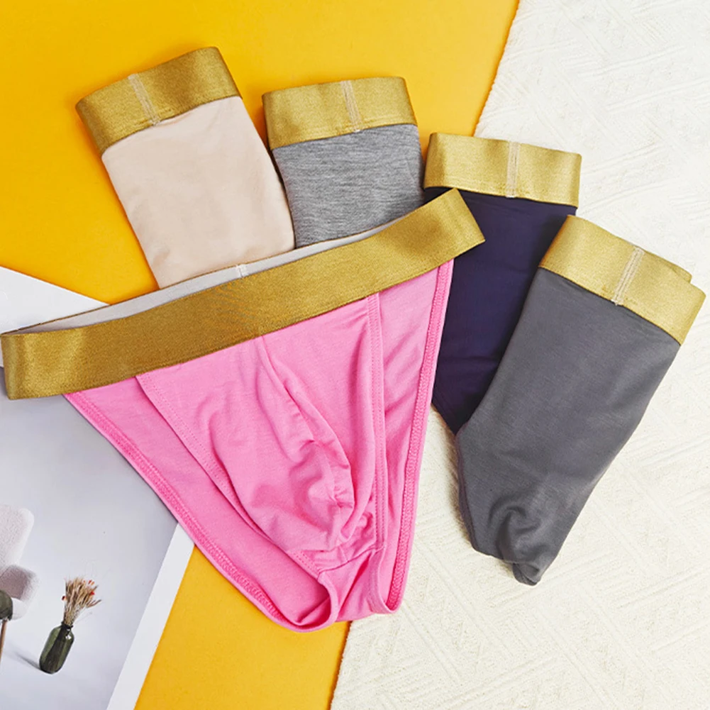 

For Daily Use XL Beige Breathable Underwear Low Waist Panties Cotton Blend For Men New Condition Solid Pattern