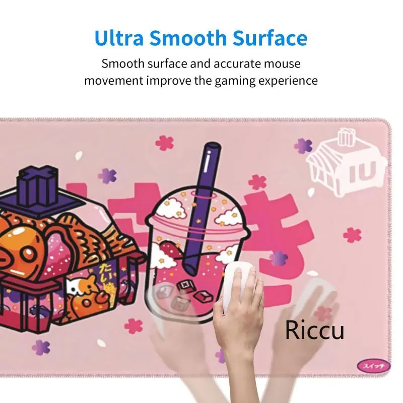 Mouse pad de borracha para computador, 900x400, japão, sushi, suitchi, interruptor, rosa, teclado gamer, mouse pad, acessórios para jogos
