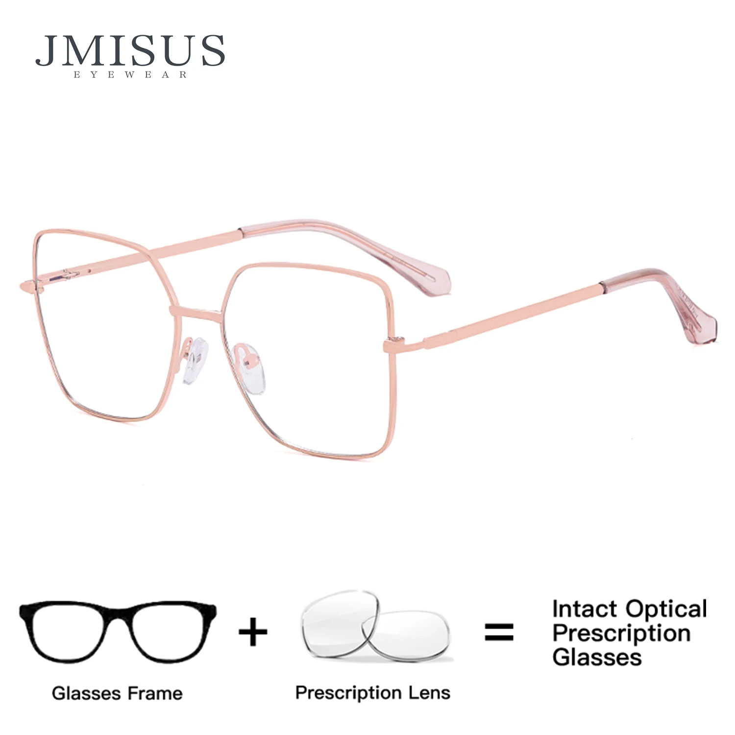 JMISUS Fashion Woman Square Optical Lenses with Recipe Anti-Blue Ray Photochromic Grey Butterfly Prescription Eyewear