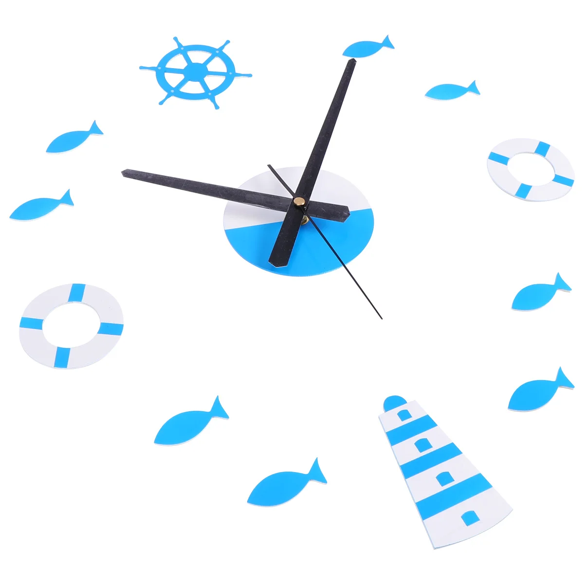 

1pc Cute Fish Design DIY Clock Premium Acrylic Mute Movement Wall Decor Living Room Mediterranenan Style Novelty Gift