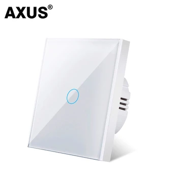 AXUS الأوروبي AC100-240V المقسى أسود أبيض كريستال زجاج اللمس لوحة التبديل الجدار ضوء الاستشعار زر 1/2/3 عصابة 10A interrupt