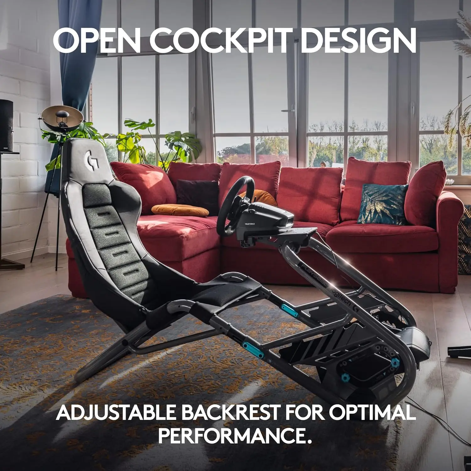 Edição Sim Racing Cockpit |   Totalmente ajustável |   Suporte para acionamento direto |   Leve e robusto |   Conforto Absoluto