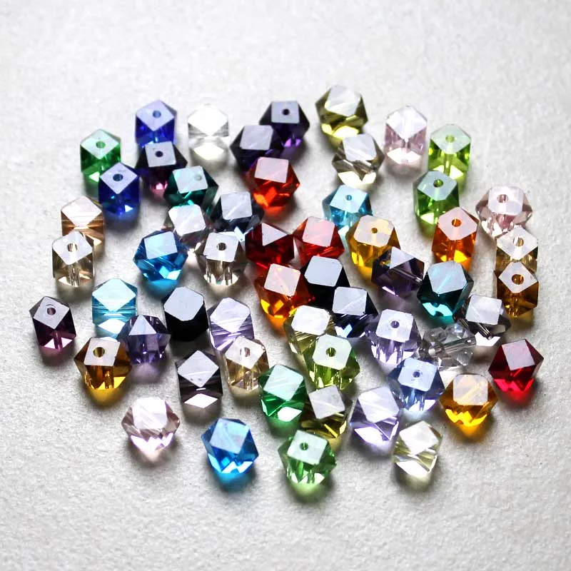 100pcs/Bag 4x4mm AAA Unique Cube Loose Spacer Glass DIY Square Crystal Beads for DIY Fashion Jewelry Making