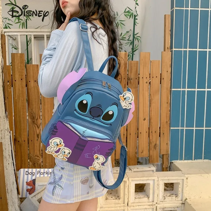 Disney Stitch Blue Funny Monster Backpack Cartoon 2025 New Outdoor Storage Bag Student Gift Fashionable