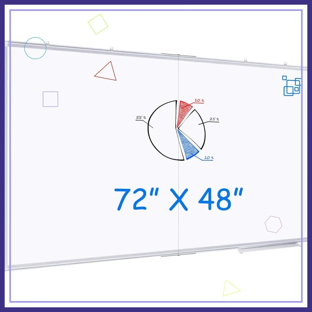

Магнитная доска для сухого стирания на стену, 72x48 дюймов, с алюминиевой рамой, складная, портативная, с подставкой для ручек, для школы, офиса, дома
