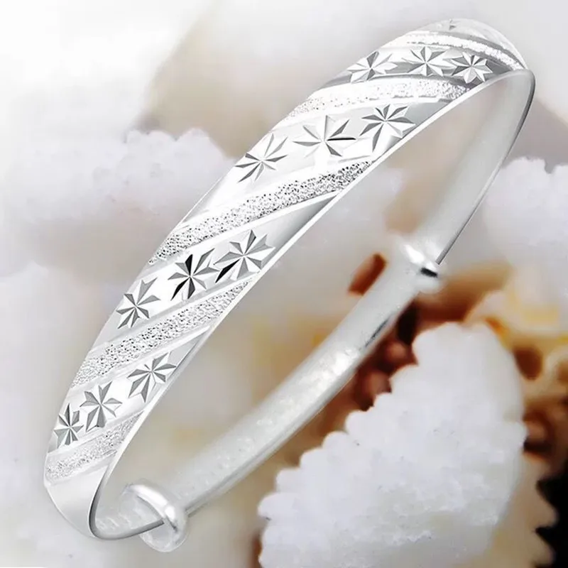

Hot Sale Fashion 925 Sterling Silver Round Bracelet Bangles Trendy Simple Big Bangle for Women Jewelry Gift
