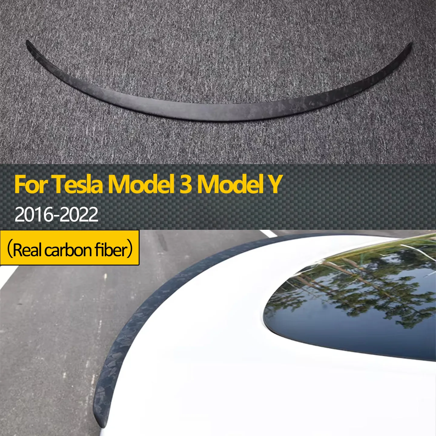 

For 2016-2022 Tesla Model 3 Model Y High Quality Carbon Fiber Trunk Spoiler Car Body Kit Rear Rear Wing