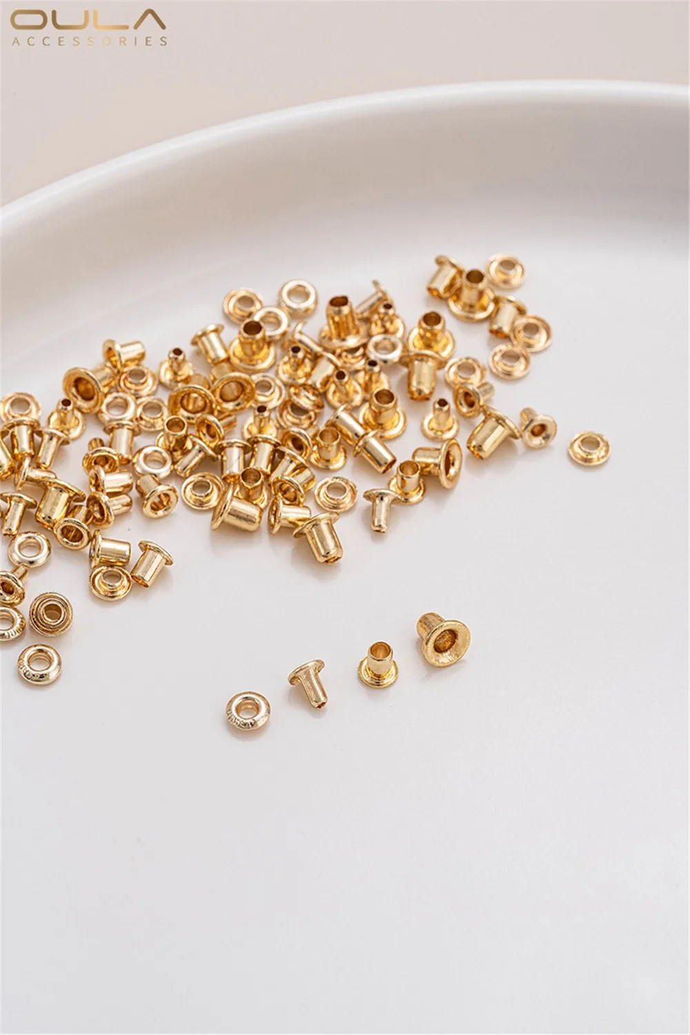 14K Gold-Color Plated Large Hole Pearl Patch DIY Hand Anti Wear Plug, Road Passage, Pearl Hole Support Accessories