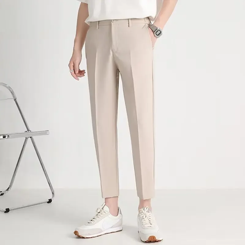 Men's Summer Business Formal Pants Solid Color Casual Korean Fit Suit Pants 2024 New Men's Wedding Social Pants Men Clothing Y2k