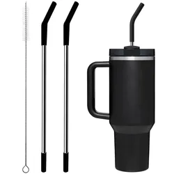 Stainless Steel Straw with Silicone Tip for Stanley Cup 2Pcs Replacement Straws for Stanley 40oz/30oz Tumbler 1Pcs Straw Brush