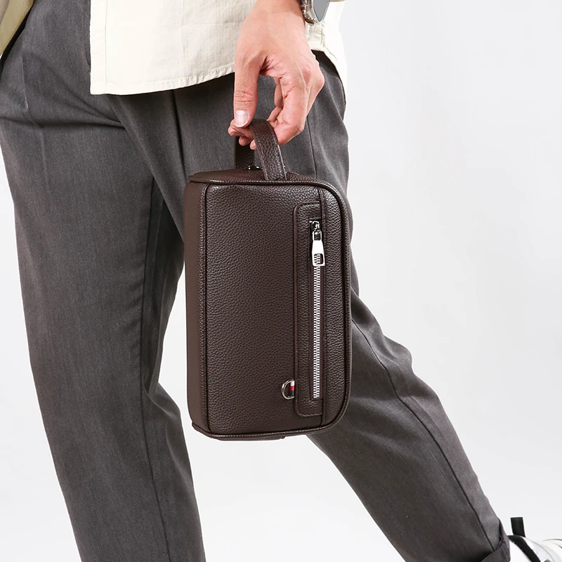 Hohe Qualität Weiches Leder Männer Taschen Mode Business Clutch Tasche Casual Reise handtasche Telefon Geldbörse Designer für Männliche Geburtstag Geschenk – Detail 9