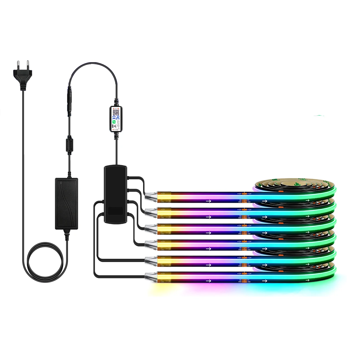 4/6PCS Smart App-gesteuerte RGBIC COB LED-Lichtleiste für Heimdekoration, Wandbeleuchtung, 1M 2M Parallelverbindung, LED-Lampenband