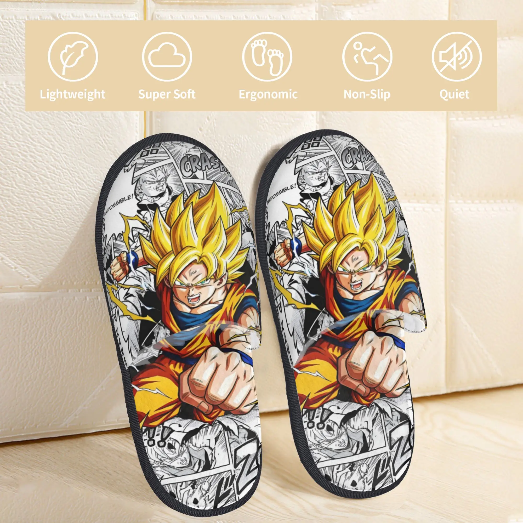 Custom DBZ Dragons Goku Ball Cozy Scuff With Memory Foam Slippers Women Cartoon Bedroom House Shoes