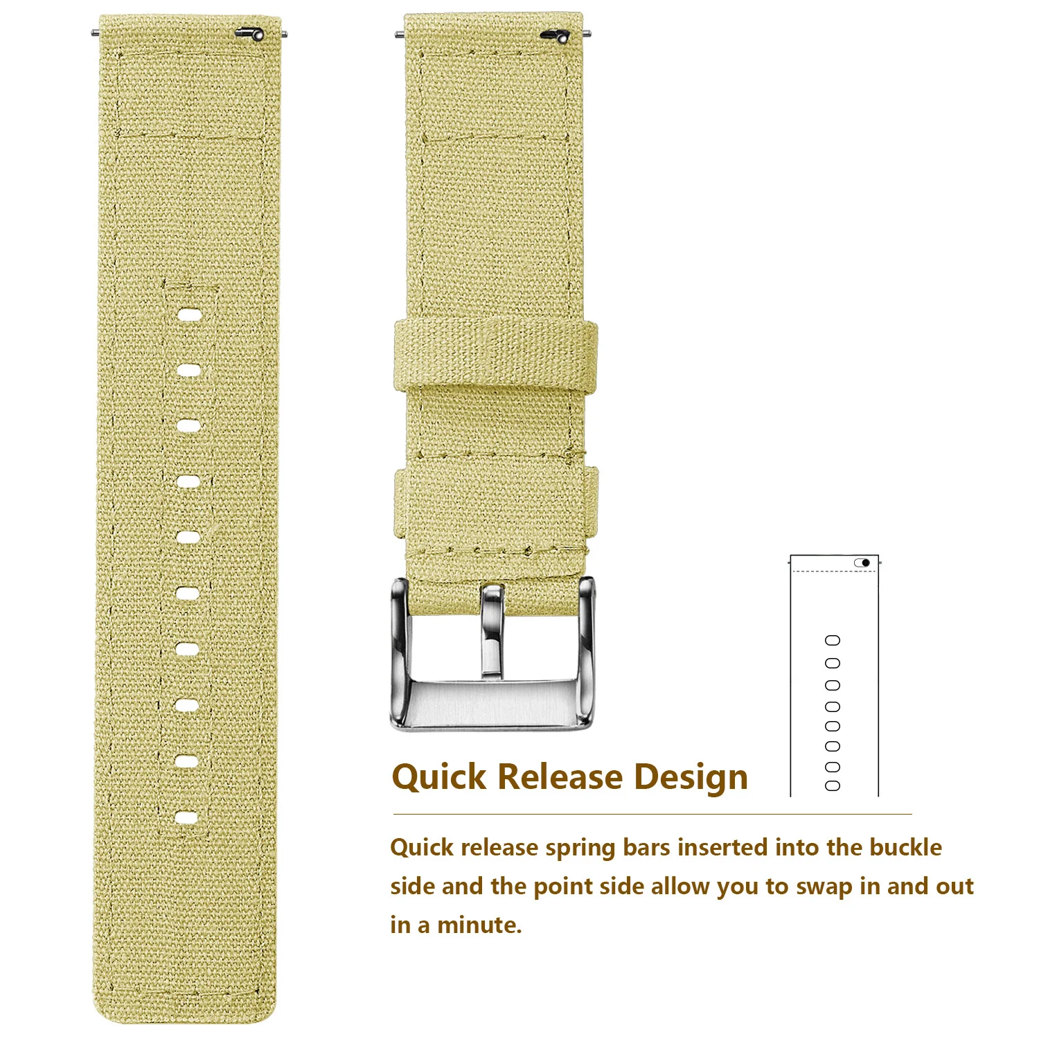 Canvas Quick Release SAMCO Watch Band 20mm 22mm Replacement Watch Straps for Men Women