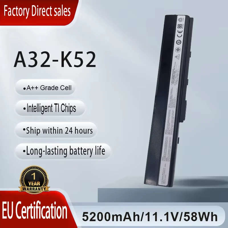 

High Quality New Laptop Battery Replacement A32-K52 For ASUS A52F A52J K52F K52DE K52J X52N X52J Series - 4400mAh/5200mAh 10.8V