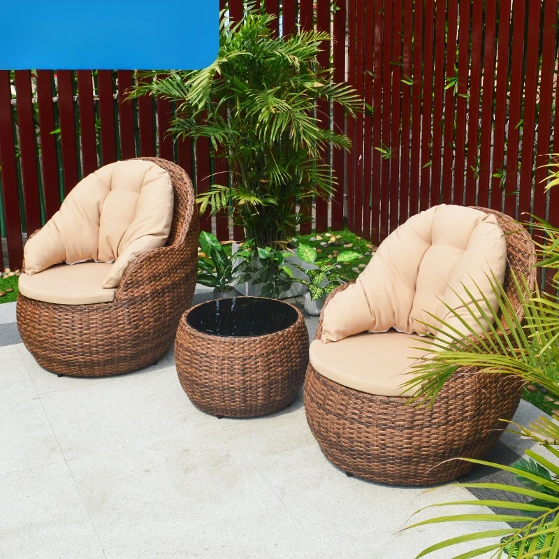 

Outdoor rattan small sofa chair balcony leisure rattan chair three-piece combination courtyard garden household lazy sofa
