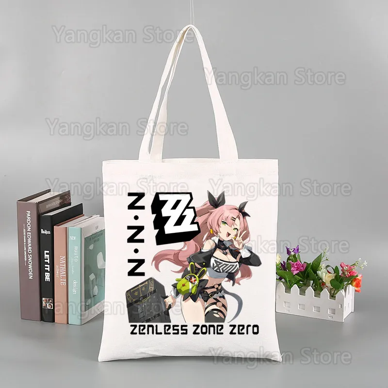 อะนิเมะเกม Zenless Zone Zero ZZZ Bangboo กระเป๋าช้อปปิ้งกราฟิก Tote กระเป๋าสะพายผ้าใบหญิง Ulzzang Eco ขนาดใหญ่-ความจุ