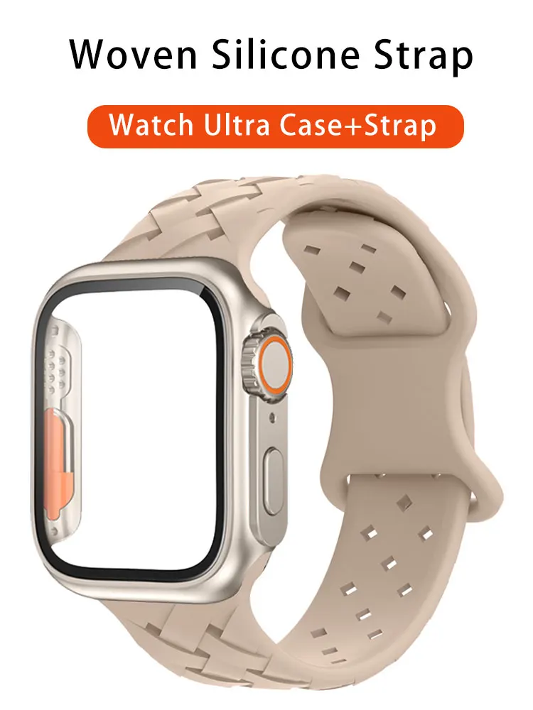 Pulseira de Silicone para Apple Watch, Mudar para Ultra Case e Strap, Sport Band, Série iWatch 9, 8, 7, 6, 5, 4, SE, 3, 44mm, 40 milímetros, 45 milímetros, 41 milímetros