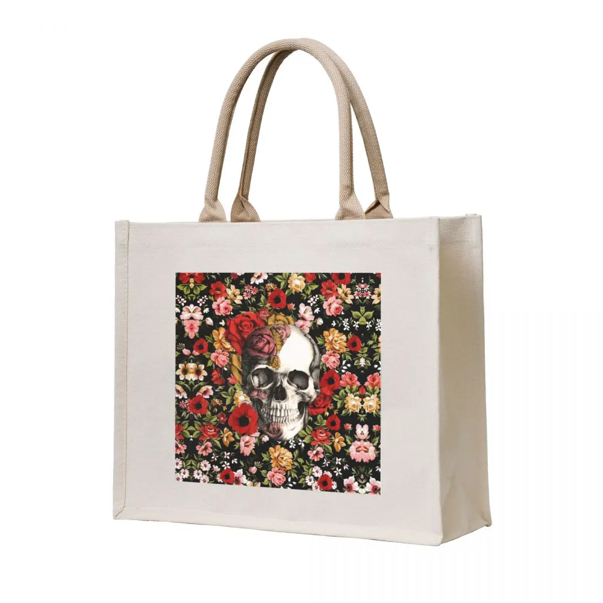

In bloom floral skull Tote Bag ecological bags Customizable tote bag Beach bag university shopper