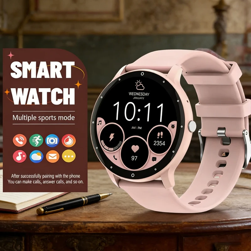 

Hot Sell Smartwatch Women Circul Color Screen Multiple Sports Mode Call Information Reminder Photo Call Music Smart Bracelet Men