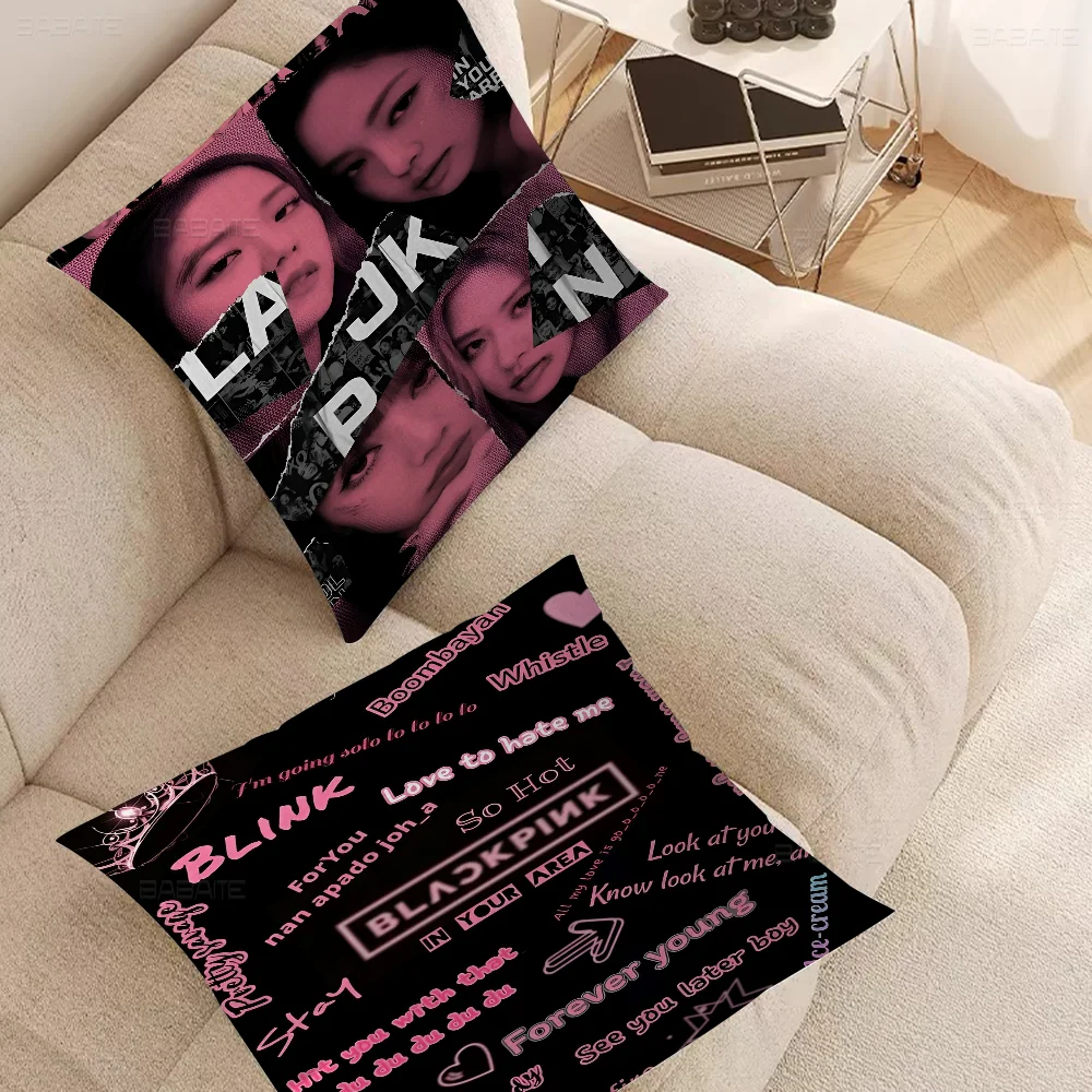 PINK-GIRLS BLACKES Personalized Picture Text Home Decorative Pillows Household Gifts 45x45cm