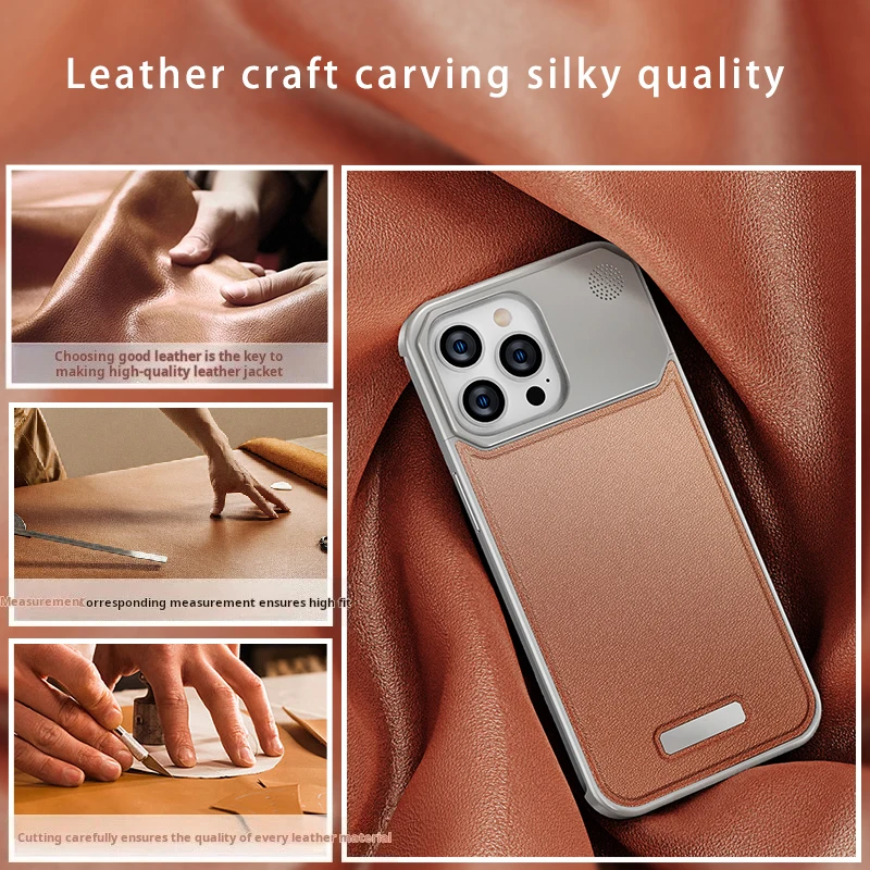 Luxury Leather Metal Phone Case For iPhone 15 14 13 Pro Max Magnetic Aluminum Fragrance Phone Cover For iPhone 13 14 15 Promax