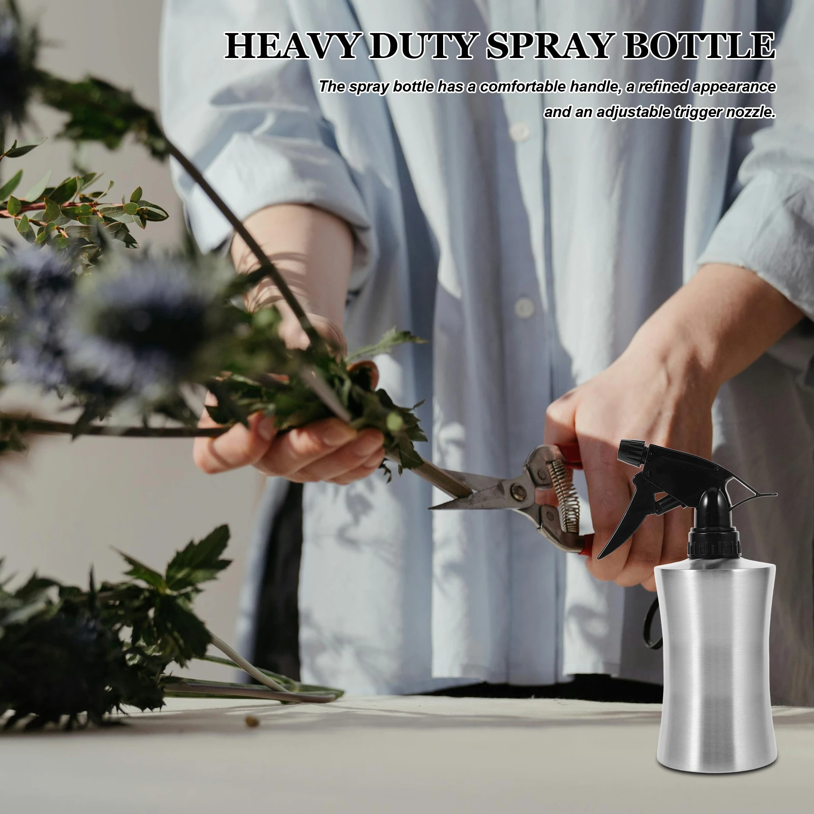

Stainless Steel Spray Bottle Heavy Duty Watering Can Pot Sprinkler Kettle for Plants Succulents Portable Adjustable Nozzle Easy