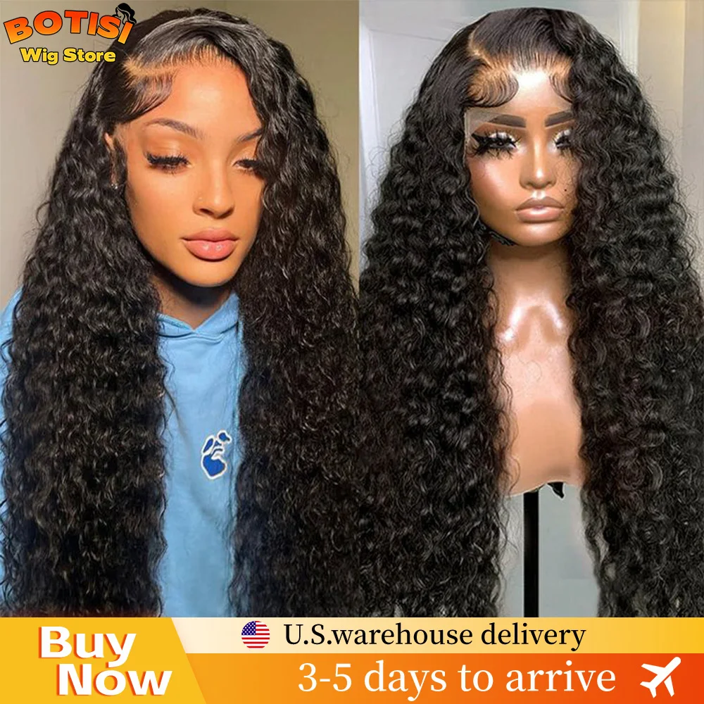 

Botisi 40-дюймовый глубокий вьющийся парик 4x4 Hd Lace Frontal Wig Closure Wig 5x5 Hd Lace Water Wave Human Hair Wig Натуральный черный парик для женщин
