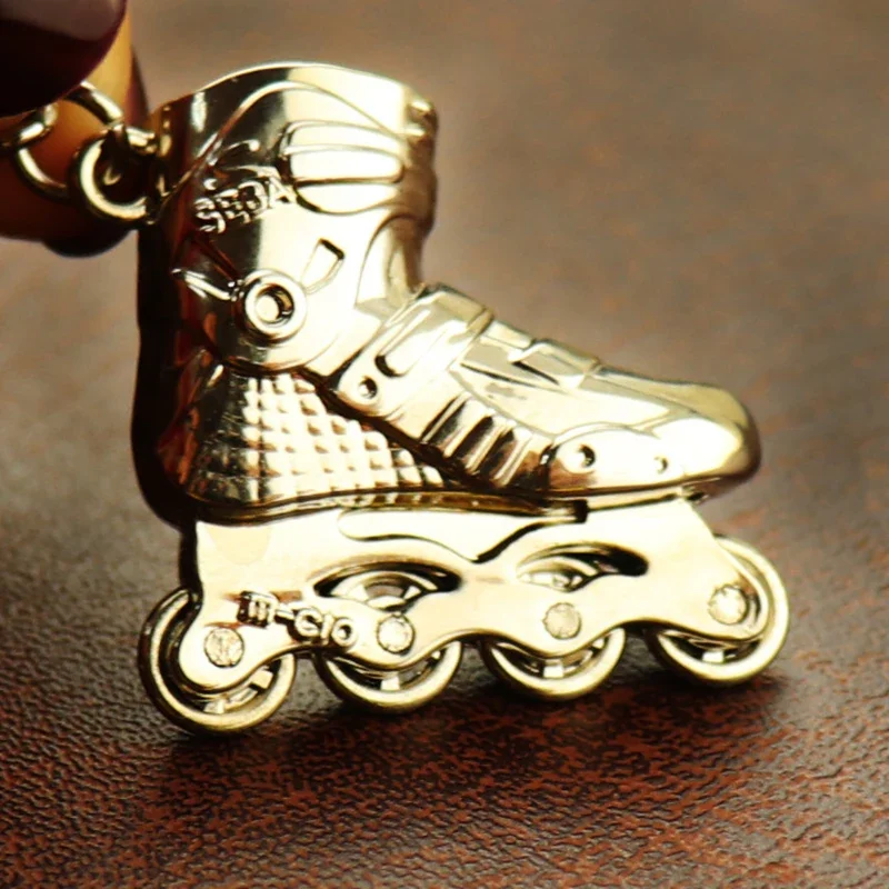 Stainless Steel Inline Skates SEBA Key Chain for Skating Accessories with Wheel Rotating Creative Simulation Rollerable Gift