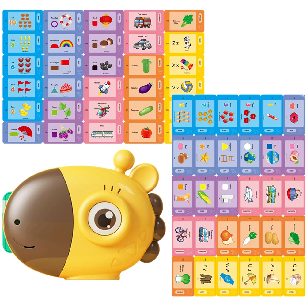 เครื่องอ่านการ์ดรูปยีราฟคอยาว 1 ชุด สำหรับเด็ก พร้อมการ์ดปริศนาเพื่อการศึกษา มีเสียงสัตว์จริง รูปทรง สี และยานพาหนะ