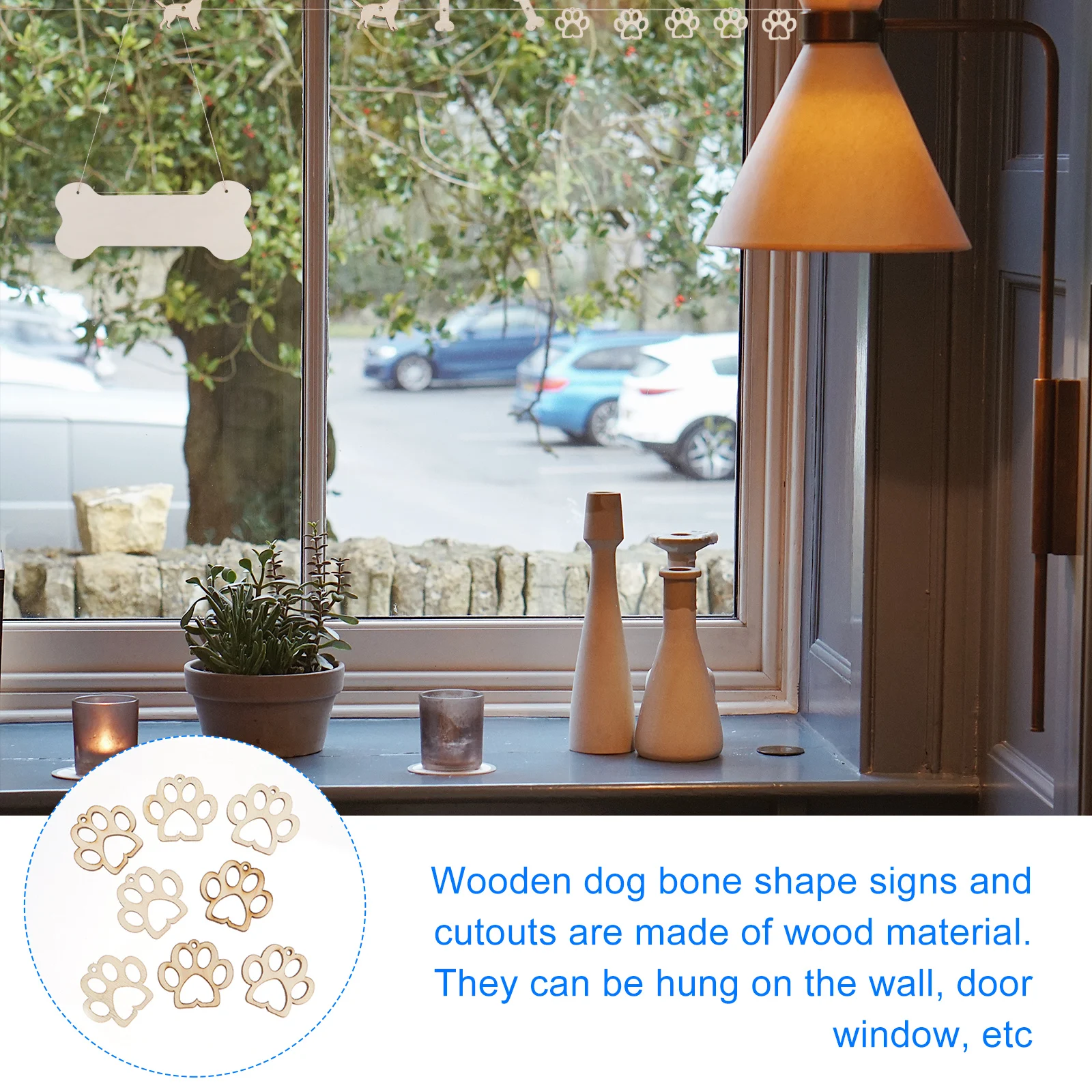 

20pcs Dog Diy Wood Plaque Bone Sign Smooth Surface DIY Home Decoration Hanging Wall Art Craft Sewing Accessories