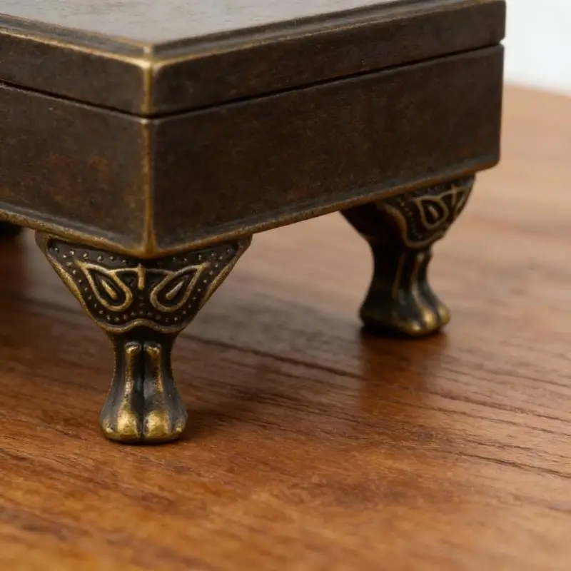  4Pieces Antique Alloy Box Feet Small Wooden Box Support Stand For Craft Projects Gift Packaging And Home Decoration