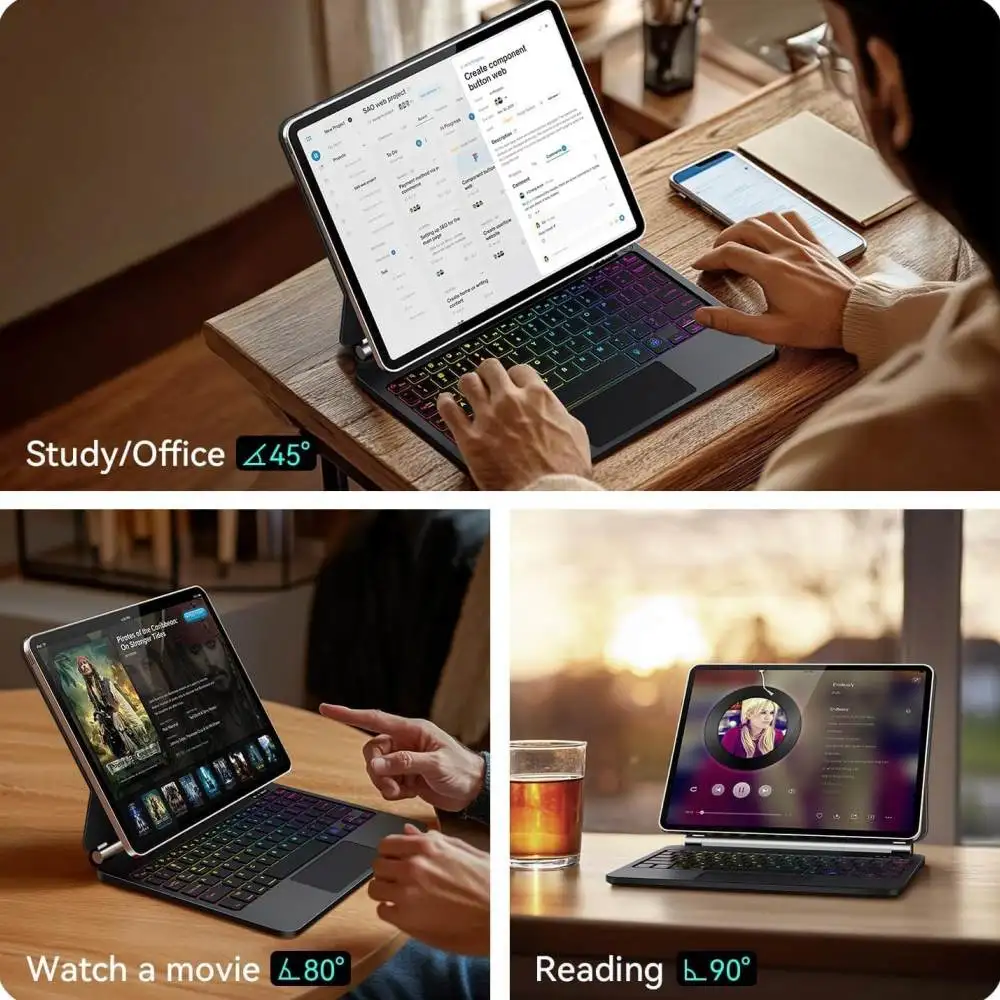 لوحة مفاتيح سحرية لجهاز iPad Air 11 13 M3 M2 M4 Pro 12.9 Pro 11 Air 4 5 10.9 "Smart Pogo Pin اتصال مباشر بإضاءة خلفية متعددة اللمس #6