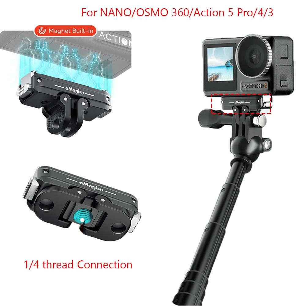 Bidirectional Magnetic Quick Release Mount 2.0 Accessories for DJI NANO/OSMO 360/Action 5 Pro/4/3 Holder Base Stand Camera Part