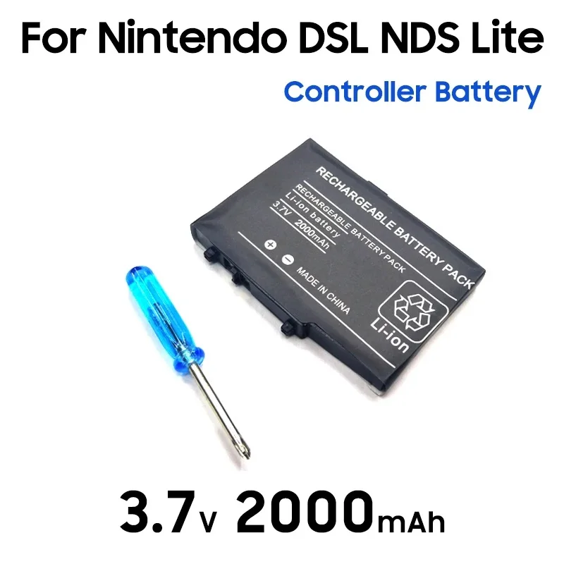 PURFIELD Rechargeable Lithium-ion Battery 2000mAh For Nintendo DS Lite NDS NDSL Replacement Battery Pack With Mini Screwdriver