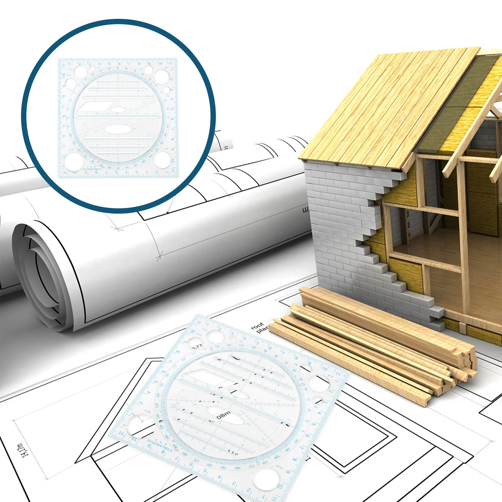 Regla de dibujo geométrico multifuncional, herramienta de actividades de copia manual de plástico para estudiantes, ingenieros, profesores, medición