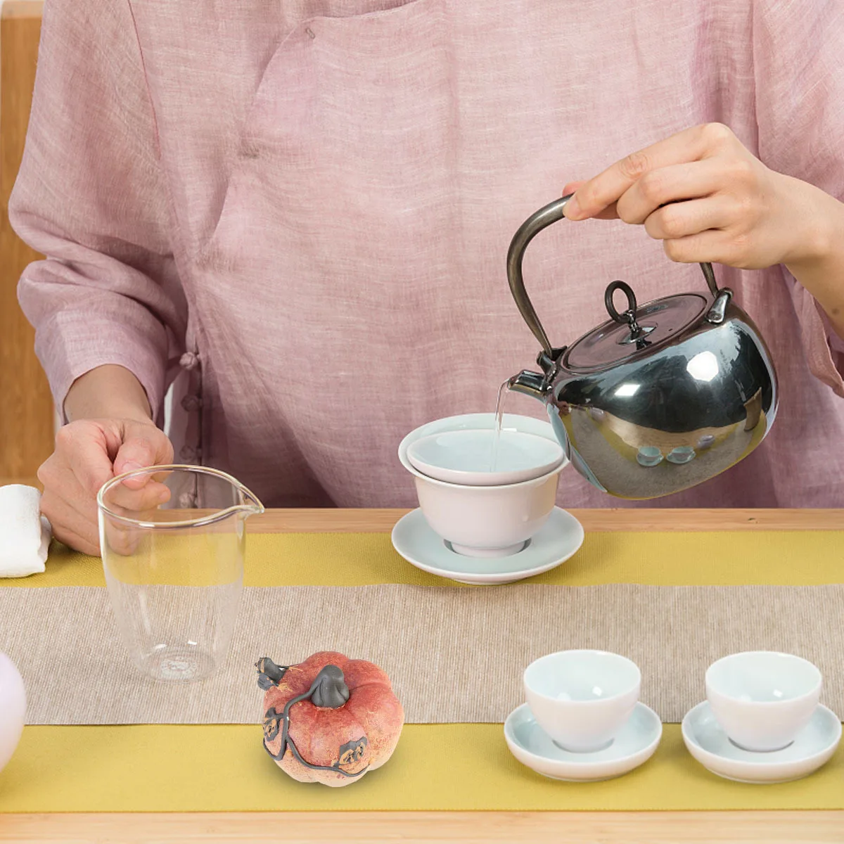 

Tea Tray Accessories Halloween Pumpkin Ornament Unique Water Spray Office Dining Table Pumpkin Tea Tray Ornament