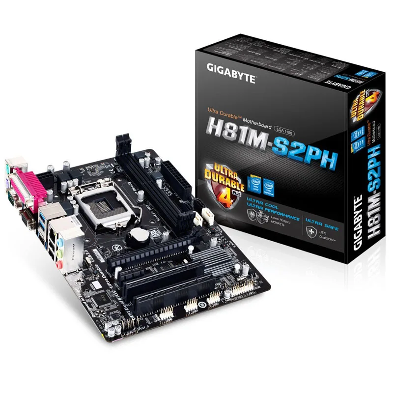 NEW GIGABYTE GA-H81M-S2PH Desktop Motherboard H81 LGA 1150 i3 i5 i7 DDR3 16G