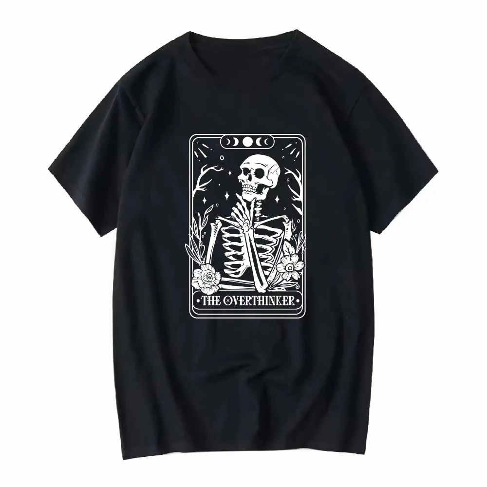 

The Overthinker Tarot Card T Shirt Skeleton Lover long or short sleeves vintage Washed Stylish Stretched Versatile Casual